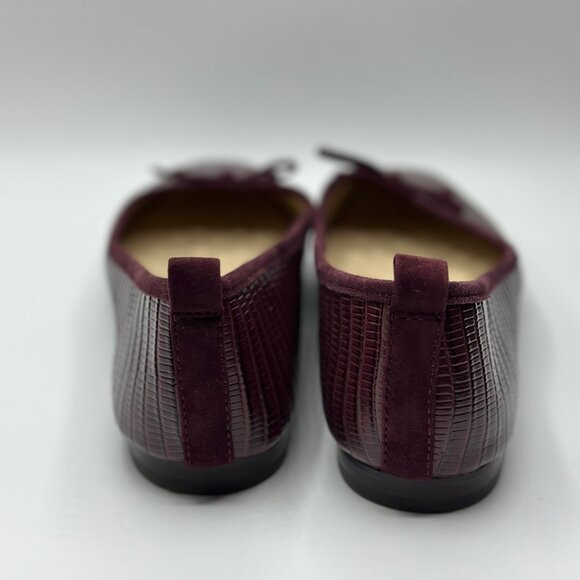 J. McLaughlin Anastasia Embossed Leather Flats Crocodile French Merlot Size 10 - Picture 3 of 8